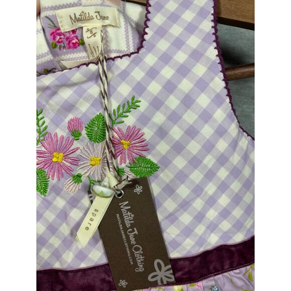 Matilda Jane Girls Sz 8‎ Floral Sleeveless Peplum Prudence Gingham Ruffle - Picture 2 of 7